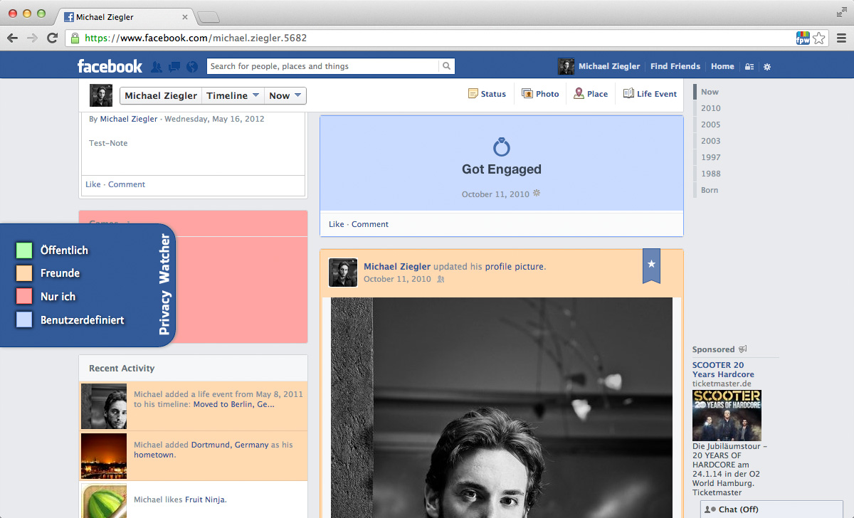 Screenshot Facebook Privacy Watcher