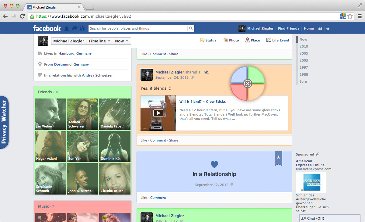 Screenshot Facebook Privacy Watcher